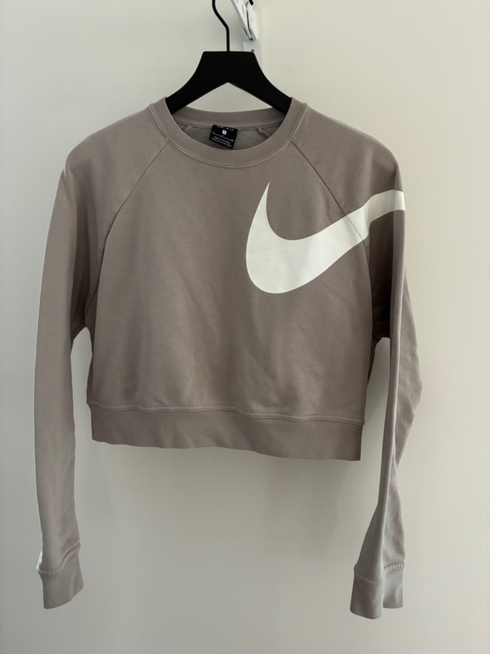 Nike Women’s Taupe Cropped Crew with White Swoosh